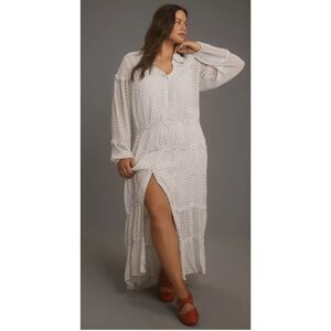 NWT By Anthropologie Long-Sleeve Smocked Tiered Maxi Dress Size 1X Plus